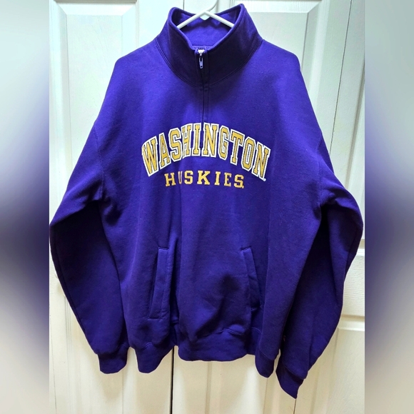 Champion Eco Authentic Washington Huskies Men's 1/4 Zip Sweatshirt Purple XXL - Picture 1 of 7